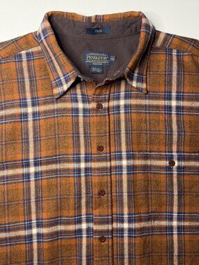 Pendleton Wool Trail Shirt XXL Elbow Patch Western Outdoors 100% Wool Blue Brown